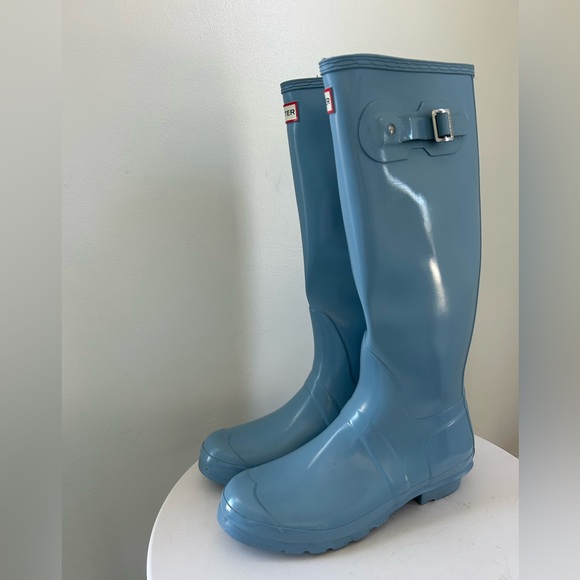 Hunter Tall Rain Boots Baby Blue Size 10 - Picture 7 of 16